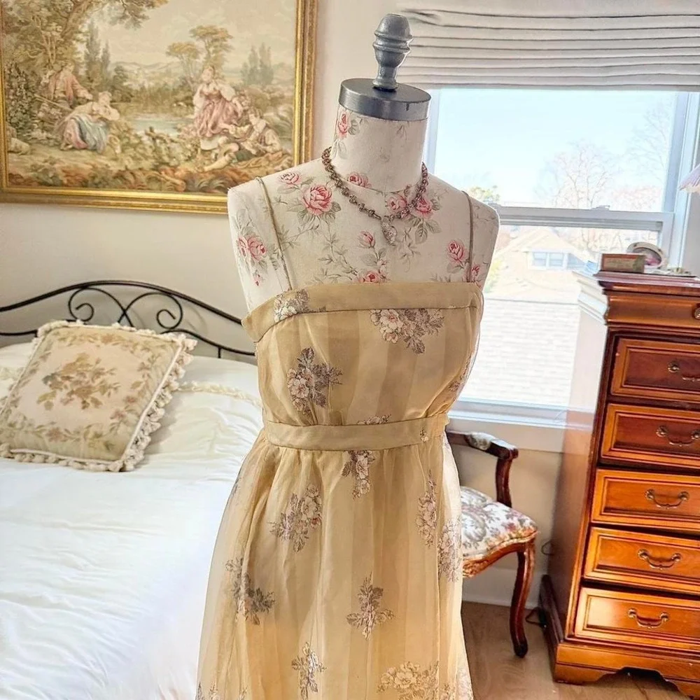 marshall field union made‎ xs yellow floral strapless maxi dress - Picture 2 of 7
